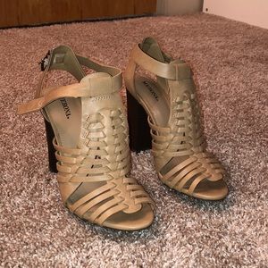 Tan Merona brand peep toe heel